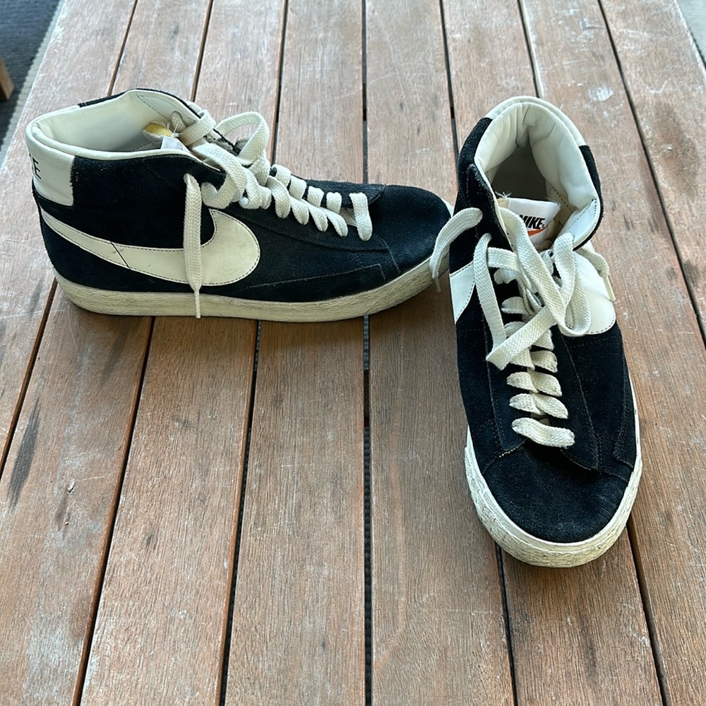 Nike Men's Blazer High Vintage ND Black White Suede Skate Shoe Sneaker Size